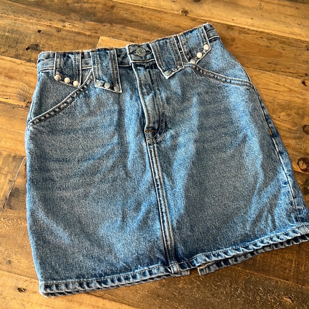 GRLFRND studded jean skirt